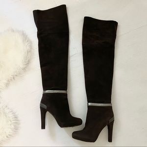 Fendi Thigh High Boots, Brown Suede sz 36